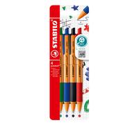 Stylo bille Stabilo Pointball rétractable pointe 2,5 mm - écriture moyenne - Pochette de 4 coloris assortis