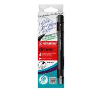 STABILO - Stylo feutre d'écriture pointe fine - dr!ver F - Etui carton x 4 feutres fins - pointe fine 0,4 mm - coloris assortis