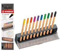 STABILO – Stylo feutre fin Point 88 – Boîte de 10 – Multicolore – Etui Click box