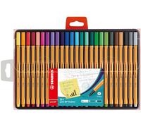 STABILO Feutres Point 88 - Pointe fine 0,4 mm - Étui plastique de 25 coloris assortis