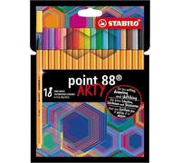 Stylo feutre Stabilo Point 88 Arty à capuchon - Pochette de 18