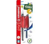 STABILO Stylo plume EASYbuddy - Enfant M pour tous - Rouge/Corail - 1 cartouche
