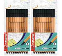 STABILO Stylo pointe fine Point 88 - Pochette x 10 stylos feutres - noir (Lot de 2)