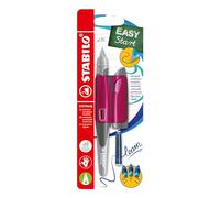 STABILO Stylo scolaire ergonomique pour droitier avec ressort débutant A Easy Birdy en baie/rose - Stylo unique - Cartouche et outil de réglage - Couleur de l'encre bleue (effaçable)
