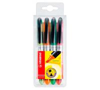 STABILO Surligneur Navigator pointe biseautée 1 et 4 mm couleurs assorties Pochette de 4