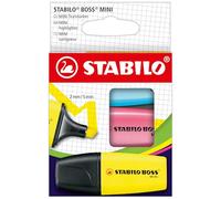 STABILO Surligneur BOSS MINI - Etui carton x 3 surligneurs fluo - jaune + rose + bleu