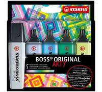 STABILO Surligneurs BOSS ORIGINAL ARTY – pointe large, 5 couleurs froides, étui carton de 5