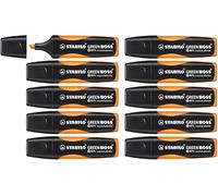 STABILO Surligneur GREEN BOSS - Lot x 10 surligneurs écologiques - orange fluo