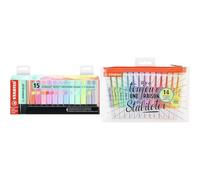 STABILO Surligneur pastel BOSS ORIGINAL Pastel - Set de bureau de 15 Surligneurs coloris Pastel assortis & Surligneur swing cool pastel - Trousse x 14 surligneurs 100% pastel