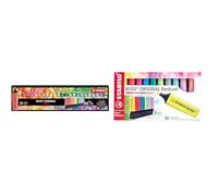 STABILO Surligneurs BOSS ORIGINAL - Set de bureau ARTY de 23 Surligneur pastel et fluo, Gamme ARTY & BOSS ORIGINAL Lot de 10 surligneurs 5 couleurs fluorescentes + 5 couleurs pastel