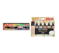 STABILO Surligneurs BOSS ORIGINAL - Set de bureau ARTY de 23 Surligneur pastel et fluo, Gamme ARTY & Surligneur BOSS ORIGINAL NatureCOLORS - Etui carton x 6 surligneurs couleurs nature