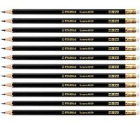 Stabilo Swano Lot de 12 crayons Noir HB avec gomme
