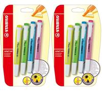 STABILO swing cool - Surligneur - blister x 4 surligneurs fluo - jaune, vert, bleu, rose