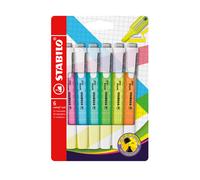 STABILO swing cool Surligneur pointe biseautée 1 et 4 mm - Coloris assortis fluo - Etui de 6
