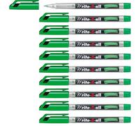 STABILO Write-4-all - Lot de 10 marqueurs toutes surfaces lisses - Vert (encre permanente / pointe médium 1,0mm)