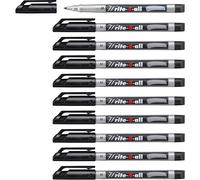 STABILO Write-4-all - Marqueur -Lot x 10 marqueurs toutes surfaces lisses - encre permanente - pointe médium 1 mm- Noir