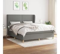 Stabli Möbel Cadre de lit avec sommier à lattes - Boxspringbett mit Matratze Dunkelgrau 160x200 cm Stoff - Klassische Betten CC9927932 6parcel
