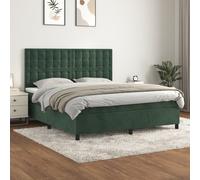 Stabli Möbel Cadre de lit avec sommier à lattes - Boxspringbett mit Matratze Dunkelgrün 180x200 cm Samt - Classiische Betten CC8573446 5parcel