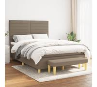 Stabli Möbel Cadre de lit avec sommier à lattes - Boxspringbett mit Matratze Taupe 140x190 cm Stoff - Classiische Betten CC2783822 6parcel