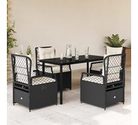 Stabli Möbel Gartenmöbel Set Balkonmöbel-Set 5-pièces Garten-Essgruppe mit Kissen Schwarz Poly Rattan - Garniture de meubles de jardin CC1464389 3parcel