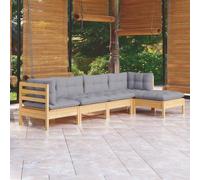 Stabli Möbel Gartenmöbel Set Balkonmöbel-Set 5-pièces Garten-Lounge-Set mit Grauen Kissen Kiefernholz - Garnitures de meubles de jardin CC3699243 3parcel