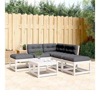 Stabli Möbel Gartenmöbel Set Balkonmöbel-Set 5-pièces Garten-Sofagarnitur mit Kissen Weiß Massivholz Kiefer - Garnitures de meubles de jardin CC4038385 5parcel