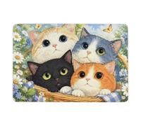 Stack of Four Cute Cats Illustration Tapis à Poils Courts 150 x 100 cm | Tapis 150 x 100 cm avec poils courts; convient aux petits espaces; pour salon
