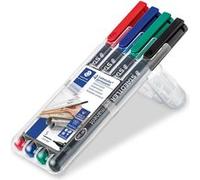 Staedtler Lumocolor permanent S DRY SAFE 313 WP4 Marqueur permanent rouge, bleu, vert, noir résiste à leau: oui