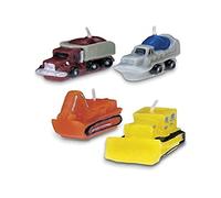 Staedter - Ensemble de 4 bougies en forme de véhicules de chantier, en paraffine, multicolores, taille environ 4 à 5 cm.
