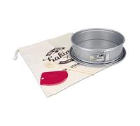 Staedter Städter We-Love-Baking 661950 Lot de 4 moules à charnière à fond plat en métal anti-adhésif de couleur argent Longueur : Ø 26 x 7 cm