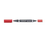 Staedtler Feutre permanent Lumocolor Duo 348 - Double pointe - Rouge