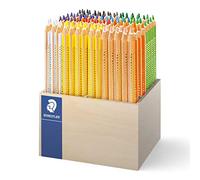 Staedtler 128 CA112 ST Noris jumbo Présentoir en bois de 112 Crayons de couleur extrêmement résistant au bris Couleurs Assorties