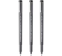 STAEDTLER 308 07-9 Pigment Liner Lot de 3 stylos à pointe fine Pointe 0,7 mm Encre noire