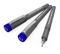 Staedtler 308 Pigment Liner Fineliner - 0,3 mm - Lot de 3 - Bleu