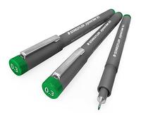 Staedtler 308 Pigment Liner Fineliner - 0.3mm - Lot de 3 - Vert