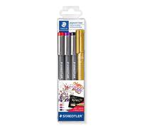 STAEDTLER 308 SWP3P Lot de 4 stylos à pointe fine avec marqueur métallique Couleurs assorties