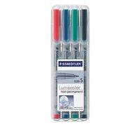 Staedtler Marqueurs non permanents Lumocolor 311 – Pack de 4, 0,4 mm, assortiment de couleurs