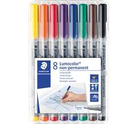 Staedtler Marqueur non permanent 316F Lumocolor – pointe fine 0,6 mm – étui de 8 assortis