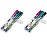 Staedtler 318 WP4 Etui de 4 Feutres Pointe 0,6 mm Assortis, Black/Blue/Green/Red (Lot de 2)