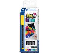 Marqueur staedtler permanent dry safe lumocolor 318 pointe fine 0,6mm coloris assrotis etui de 6 feutres
