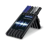 Staedtler - 34 Sb6b - Etui Chevalet Compose De : 1 Feutres Super Fin Noir 1 Feutre Super Fin Bleu 1 Roller Bleu 1 Stylo Bille Noir 1 Surligneur 1 Porte-Mine 0,5 Mm - Noir/Bleu