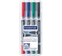 STAEDTLER 348C4 - Marqueur permanent double pointe/F 0,6 mm et M 1,5 mm/4 couleurs