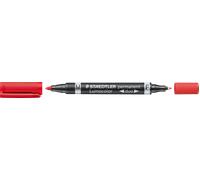 Staedtler Feutre permanent Lumocolor Duo 348 - Double pointe - Rouge