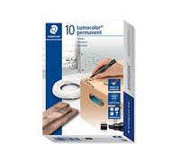 Staedtler Lumocolor 350 – Marqueurs permanents, pointe biseau, encre alcool noire – Boîte 10