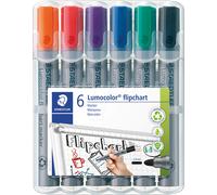 Marqueur permanent Staedtler Lumocolor 356 pointe ogive 2 mm - Pochette de 6 couleurs assorties