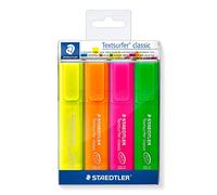 Staedtler Surligneurs Textsurfer Classic 364 P WP4 – Fluorescents, résistants aux UV, 1–5 mm, étui 4