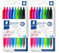 Staedtler 4230 MC8 Lot de 16 stylos à bille rétractables Couleurs assorties