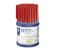 Staedtler 430 M2cp50 Medium Stick Stylo à bille - Rouge (lot de 50)