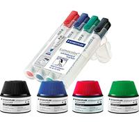 Staedtler 488 51-9 Encre pour marqueur Lumocolor Refill Station 30 ml, 5 recharges, noir (+ 4 stylos complet, assortis)