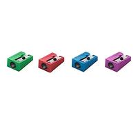 Présentoir de 20 taille-crayons métalliques Staedtler avec lame métallique - angle d'affûtage 23° - 1 trou - couleurs assorties